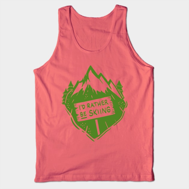 Green Skiing Skier I´d rather be skiing Design Tank Top by Shirtbubble